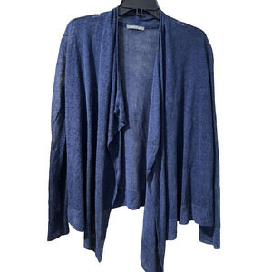 Retro-ology Cardigan Knit Open Front Linen Long Sleeve Women Blue Size S A003287